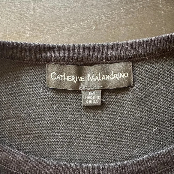 CATHERINE MALANDRINO Lace Sleeve Sweater Top - size medium - Picture 3 of 5